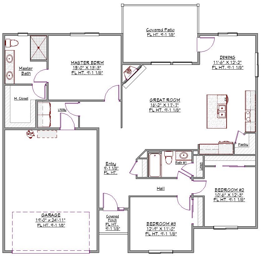 1 Story 1 697 Sq Ft 3 Bedroom 2 Bathroom 2 Car Garage Ranch Style Home